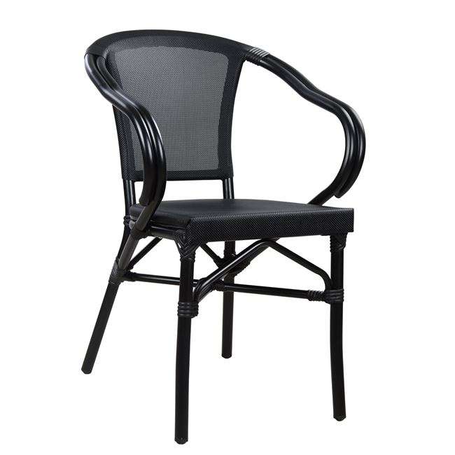 Πολυθρόνα Αλουμινίου, Bamboo Look, Μαύρη, Με Textline HM5027