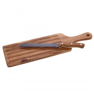 Bread Cutter With Knife, Set Of 2 Pieces, Acacia, Cryspo Trio 